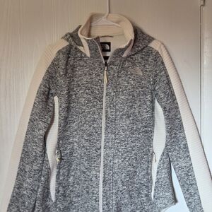 The North Face Gray and Cream Zip-Up Hoodie